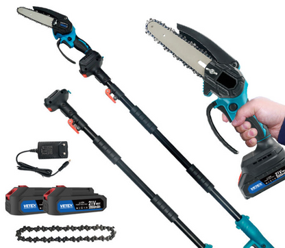 Kit de Poda Inalámbrico 3 en 1 con Motosierra, Tijera de Podar y Extensor Telescópico